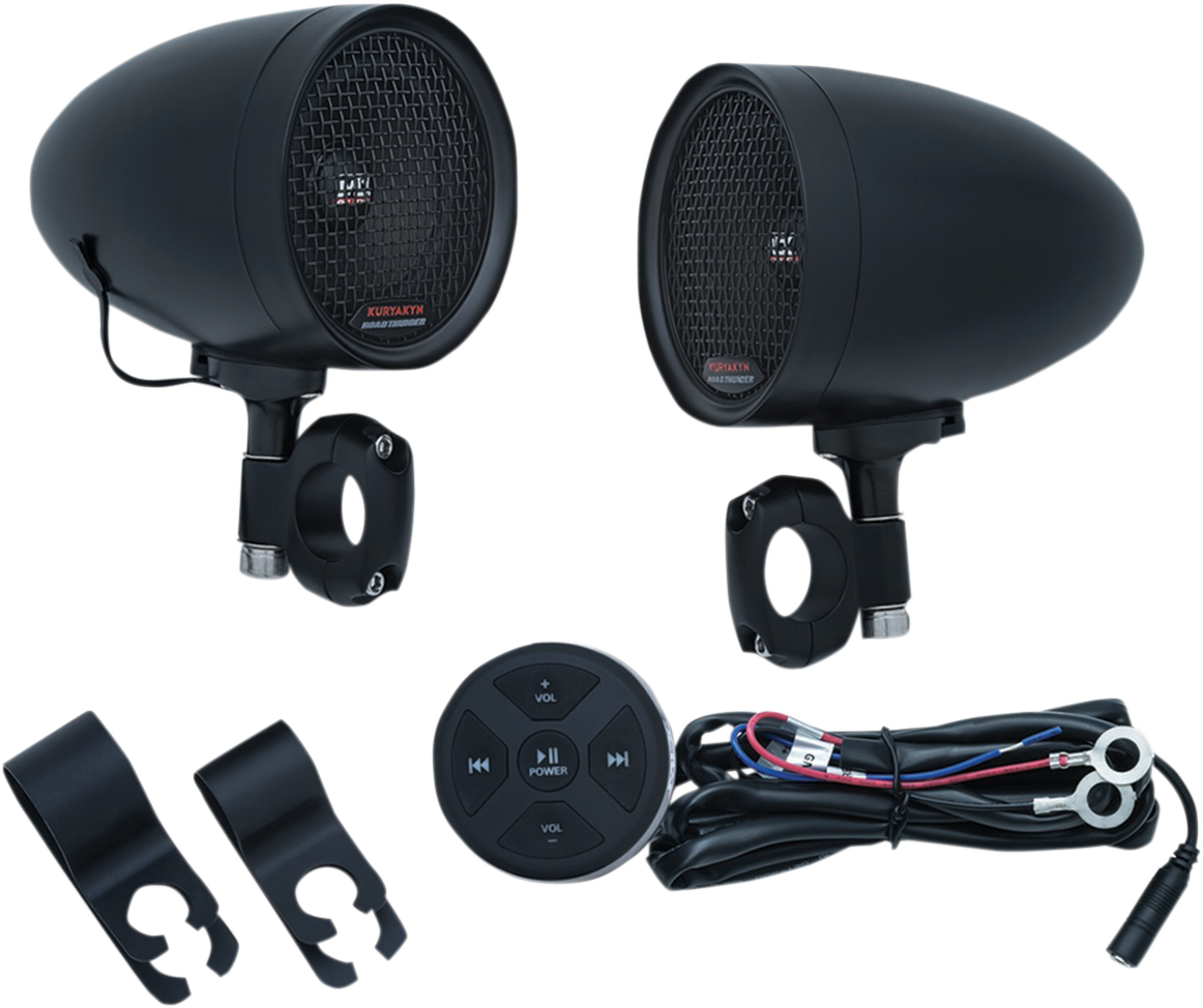 Kuryakyn Road Thunder MXT 7/8" & 1" Handlebar Speaker Kit Harley Davidson