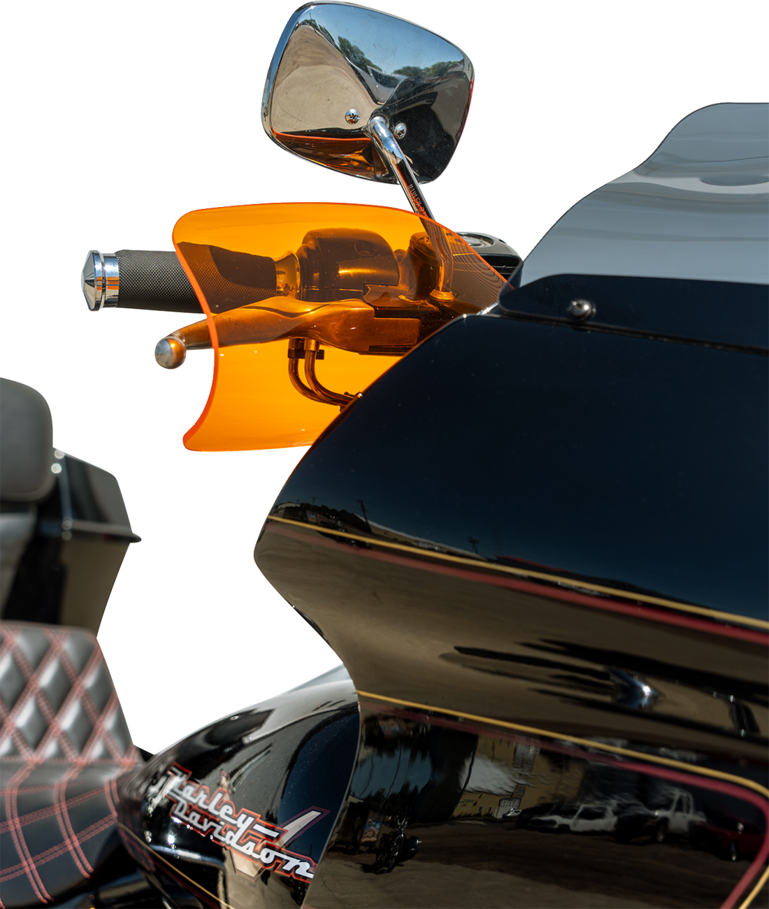 Klock Werks Flare Orange Ice Hand Guards for 2002-2025 Harley Hydraulic Clutch