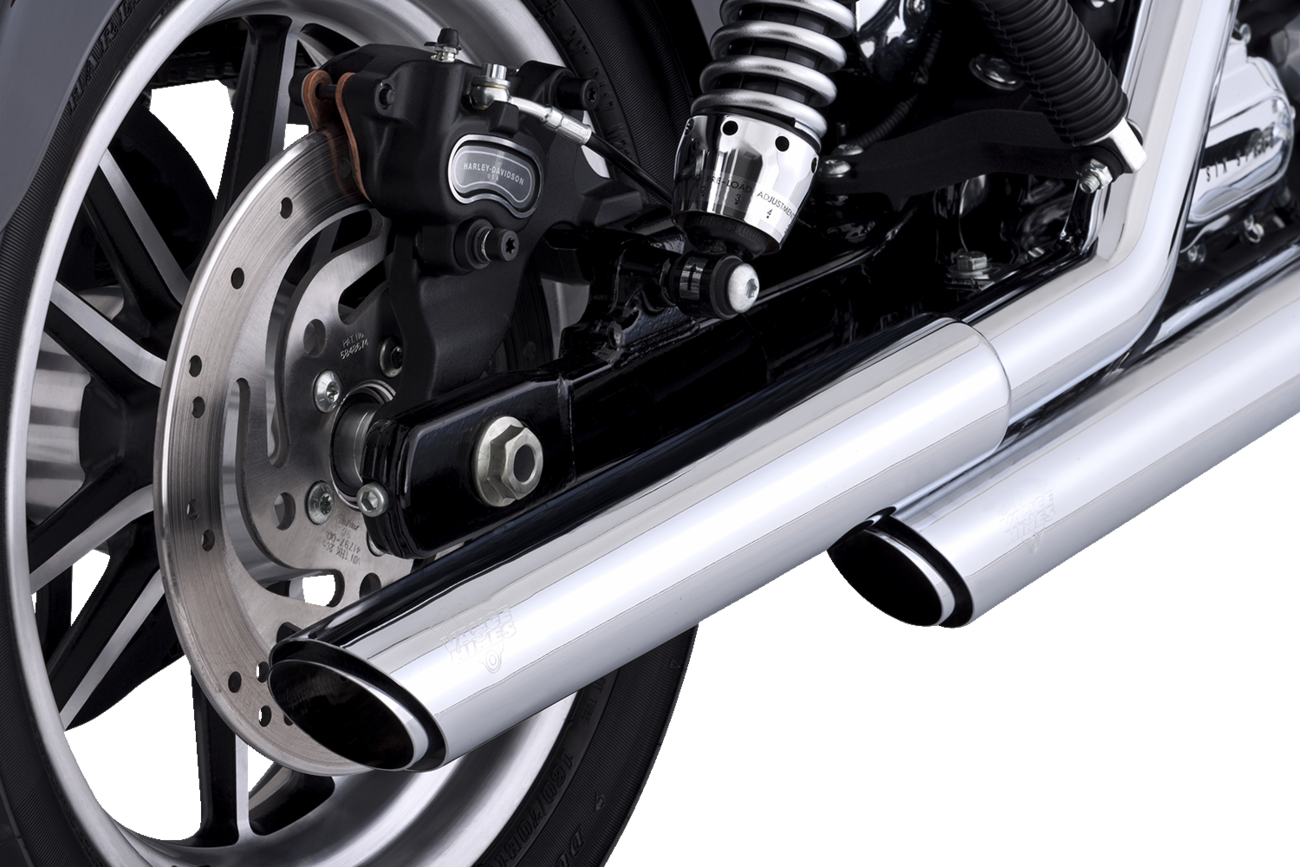Vance & Hines 3" Chrome Twin Slash PCX Slip On Mufflers 1991-2017 Harley Dyna