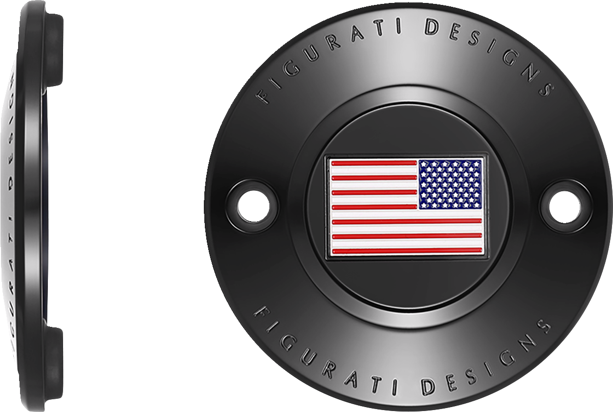 Figurati Designs American Flag Black Timing Points Cover for 2017-2023 Harley M8