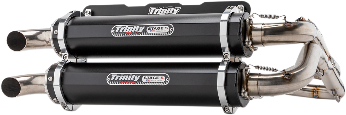 Trinity Racing Black 2-2 Stage 5 UTV Exhaust 2018-2022 Polaris RZR RS1 1000 4x4