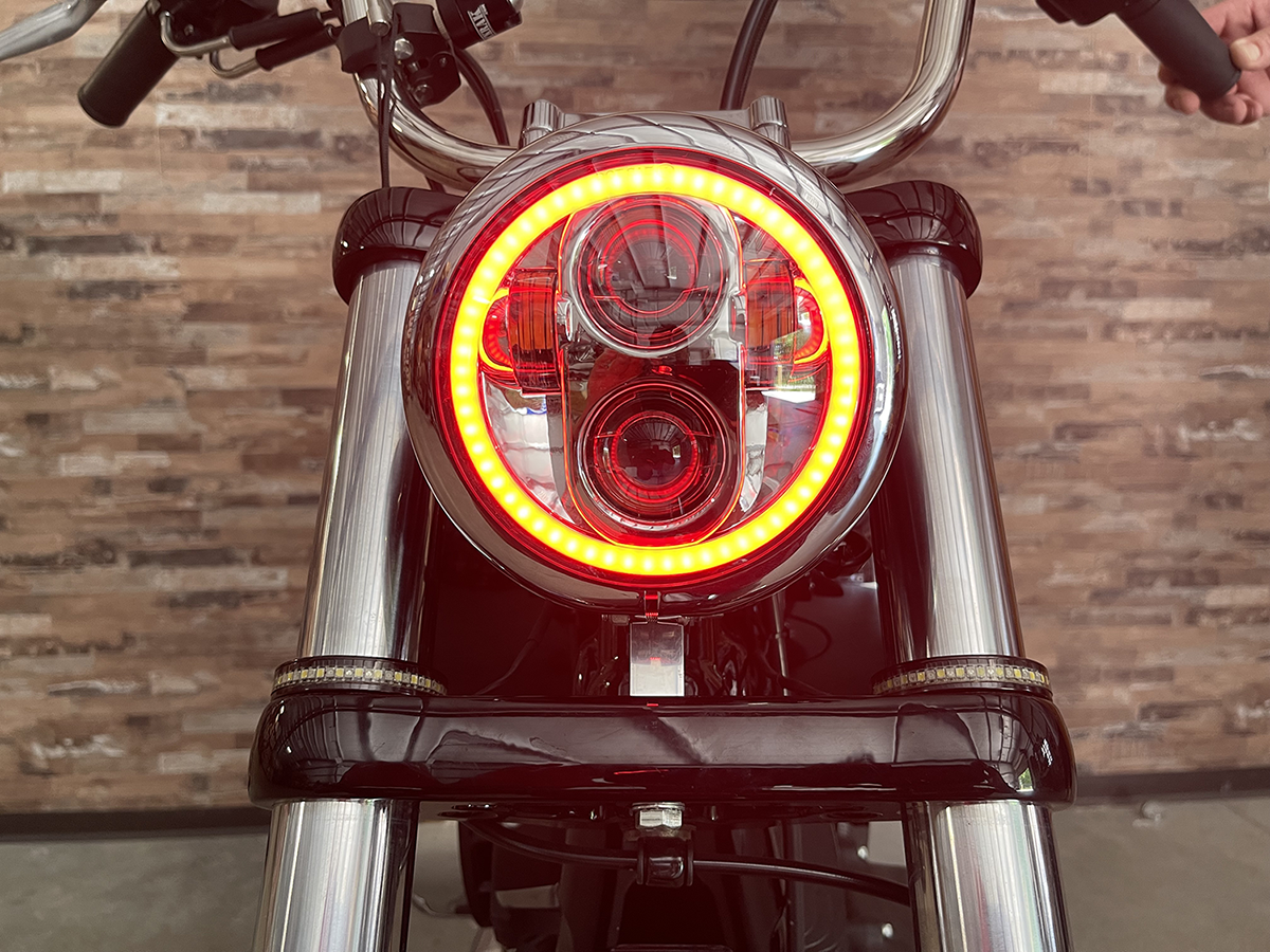 Custom Dynamics ProGLOW LED Chrome Headlamp with Color Halo for 1957-2022 Harley