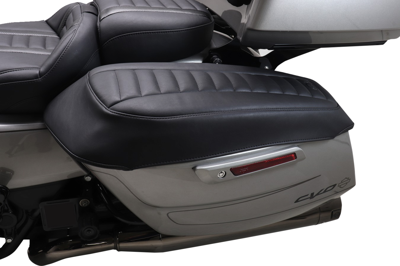 Mustang Deluxe Gray Stitch Saddlebag Lid Covers for 2023-2024 Harley Touring