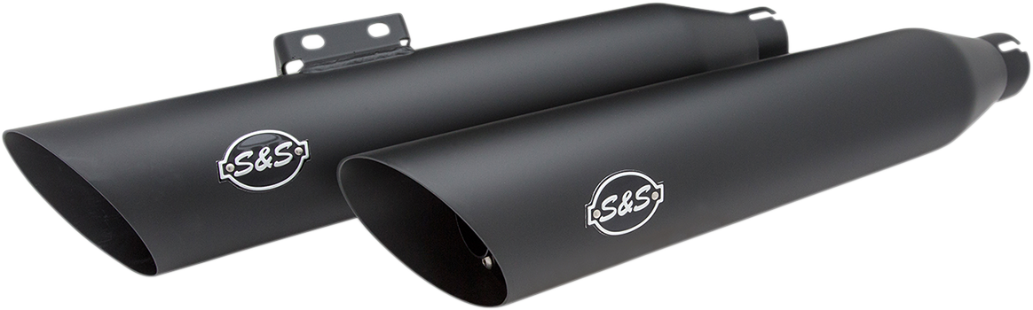 S&S Black Race Dual Slash Cut Slip on Exhaust Mufflers for 18-22 Harley Softail