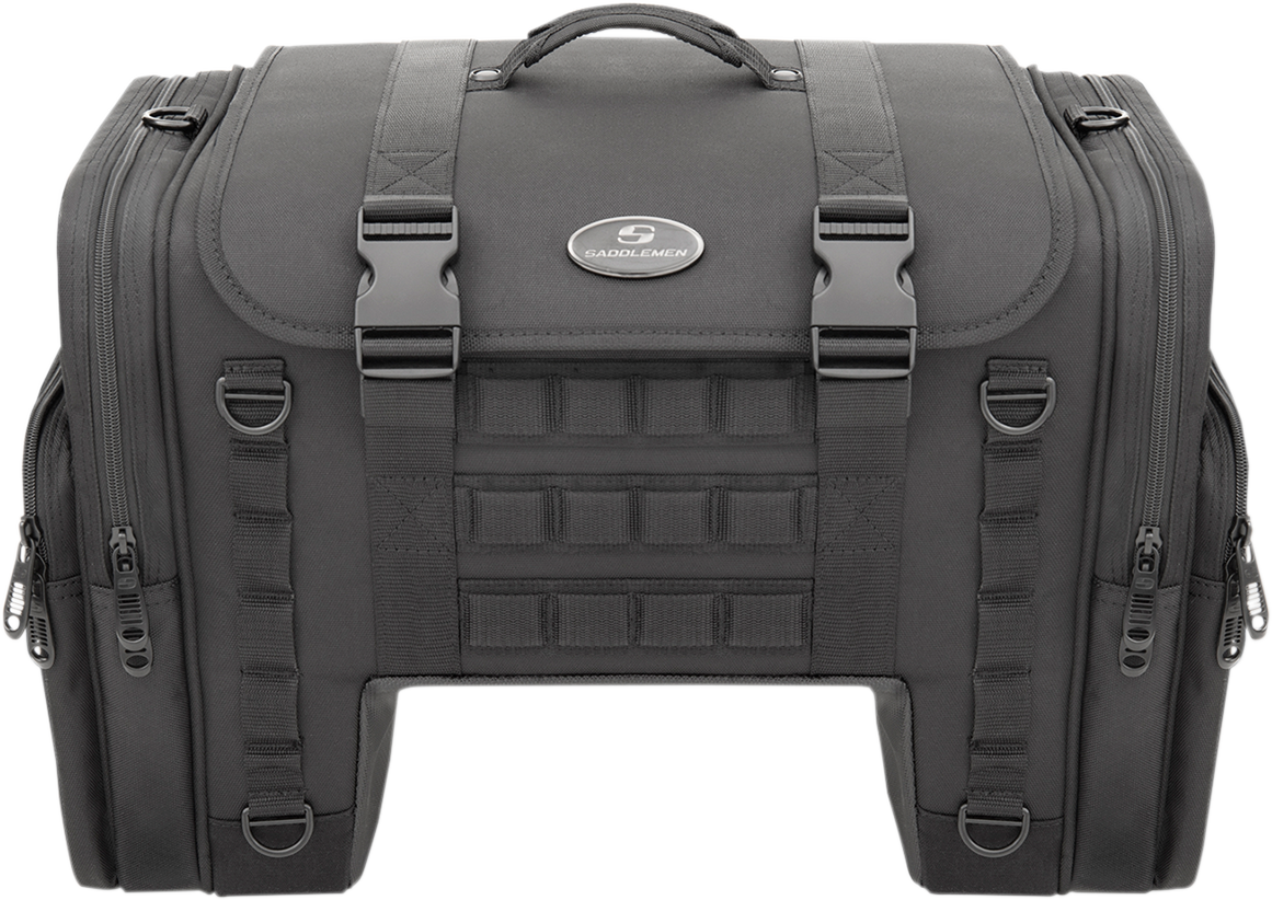 Saddlemen Black Textile Tactical Deluxe Cruiser Tail Bag for Harley Touring