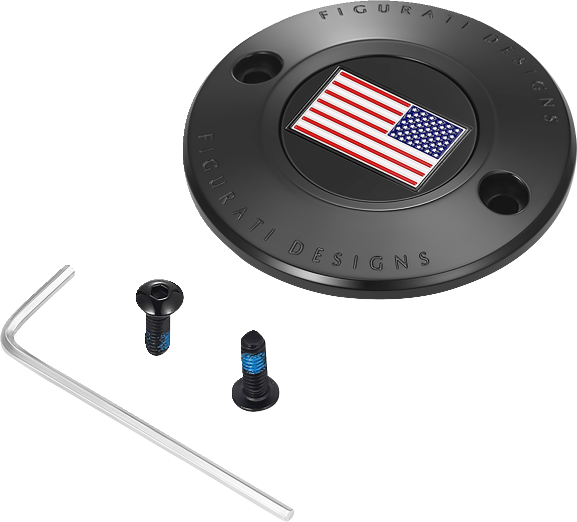 Figurati Designs American Flag Black Timing Points Cover for 2017-2023 Harley M8
