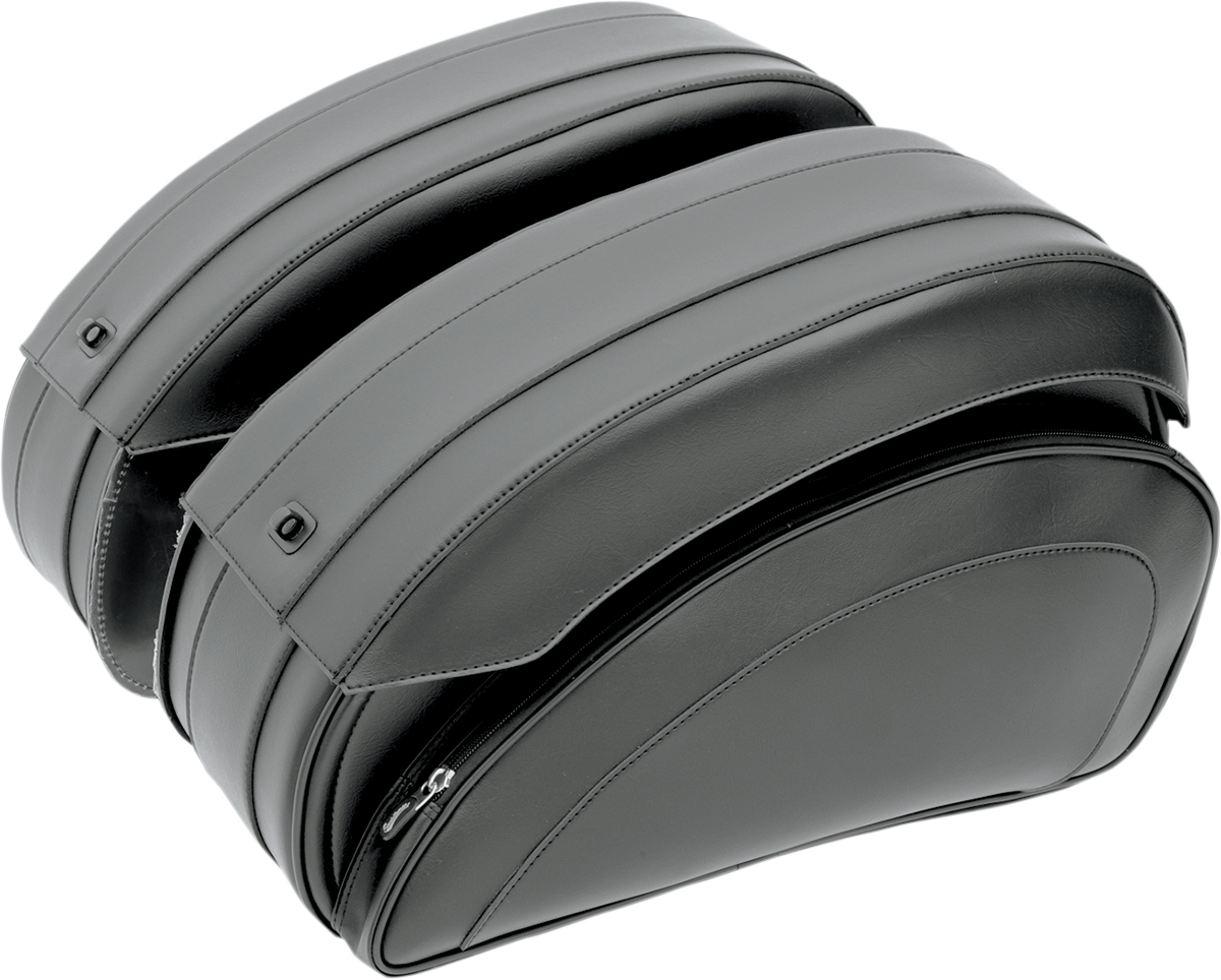 Saddlemen Black Leather Zipper Twist-lock Deluxe Saddlebags Harley FXST FXR FXD
