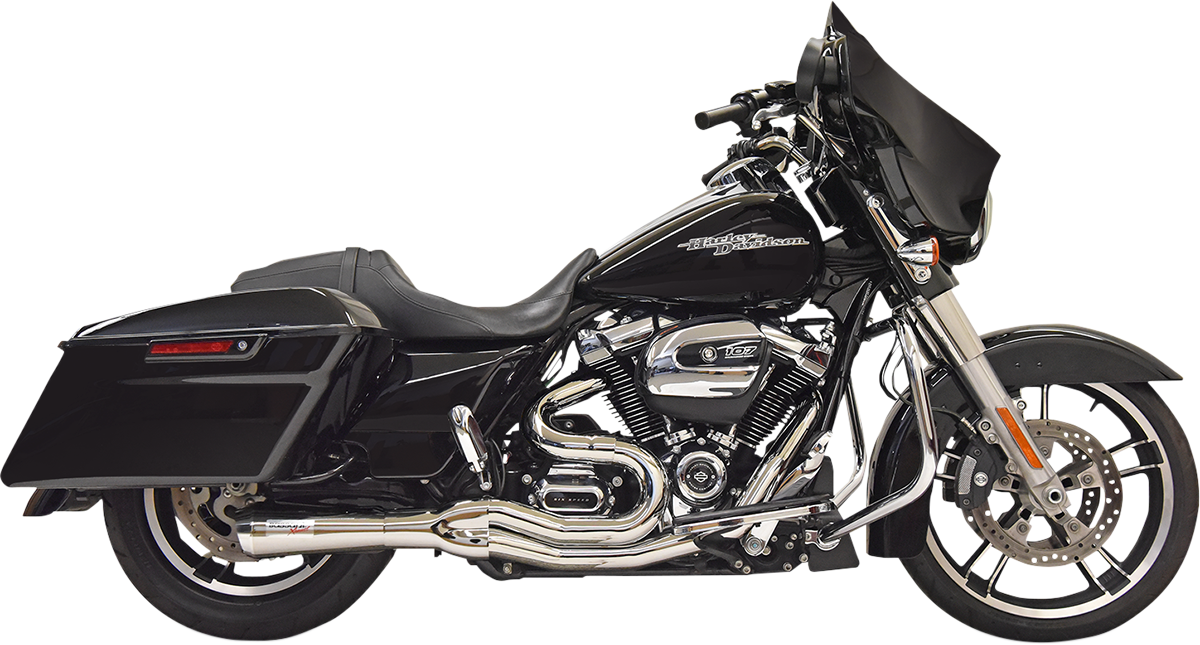 Bassani Road Rage 2-1 Chrome Mid Length Exhaust 2017-24 Harley Touring FLHR FLHX