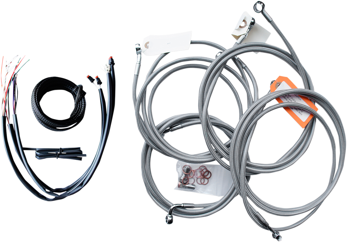 La Choppers ABS 12"-14" Braided Ape Hanger Handlebar Cable Kit 14-15 Harley FLHX