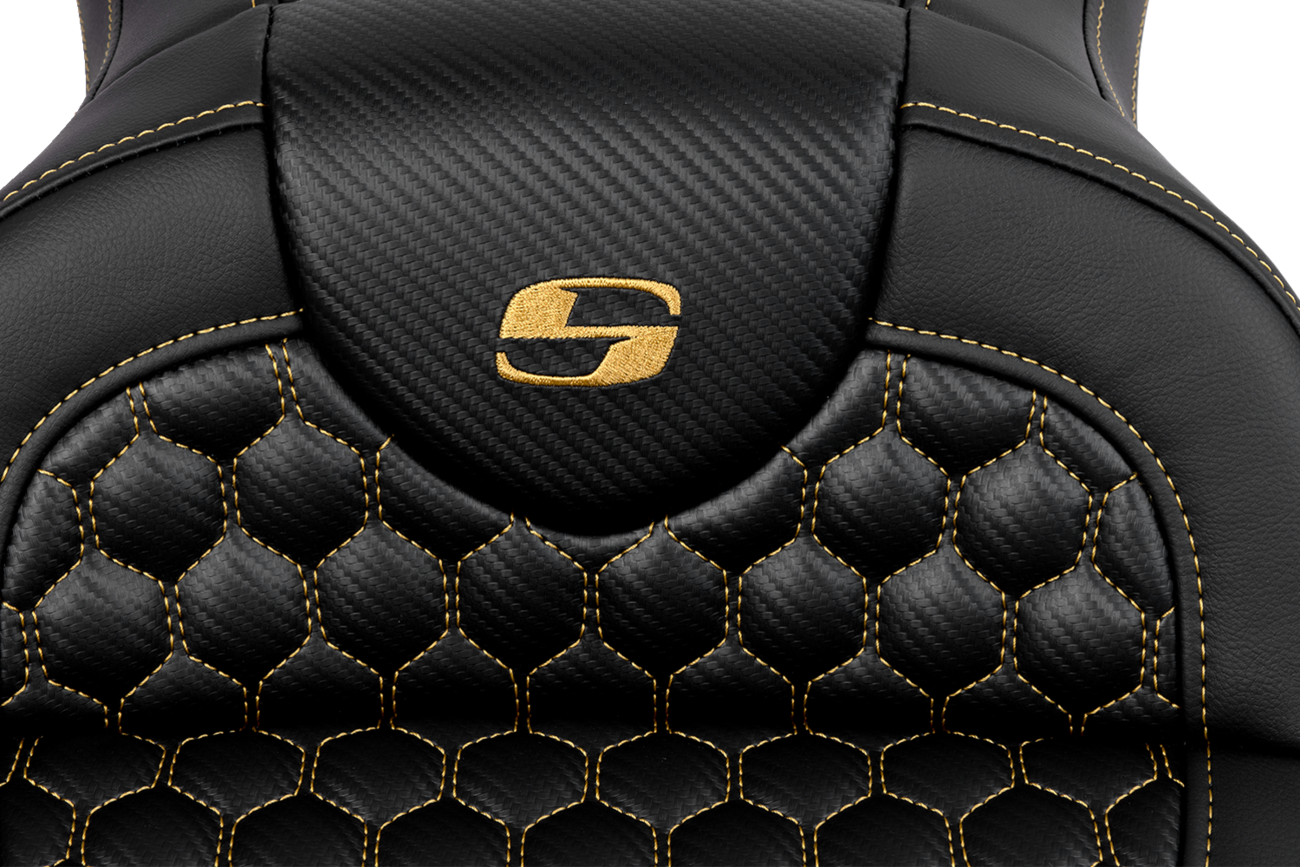 Saddlemen Roadsofa Gold Honeycomb Stitch Gel Seat fits 2008-2023 Harley Touring