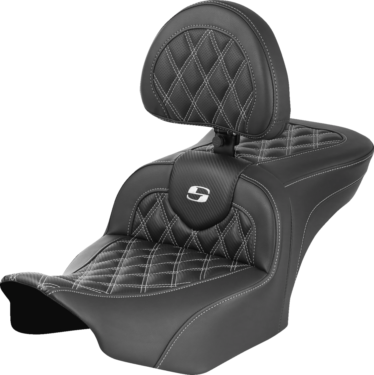 Saddlemen Roadsofa White Carbon Lattice Gel Seat & Backrest 23-25 Harley Touring
