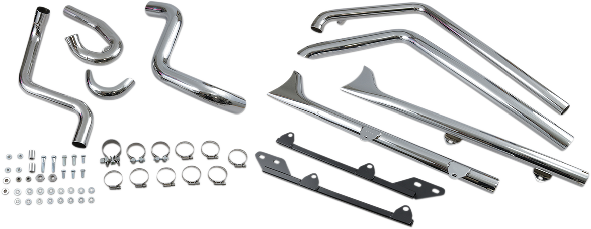 Bassani Fishtail True Dual Exhaust System without Baffles 2007-17 Harley Softail