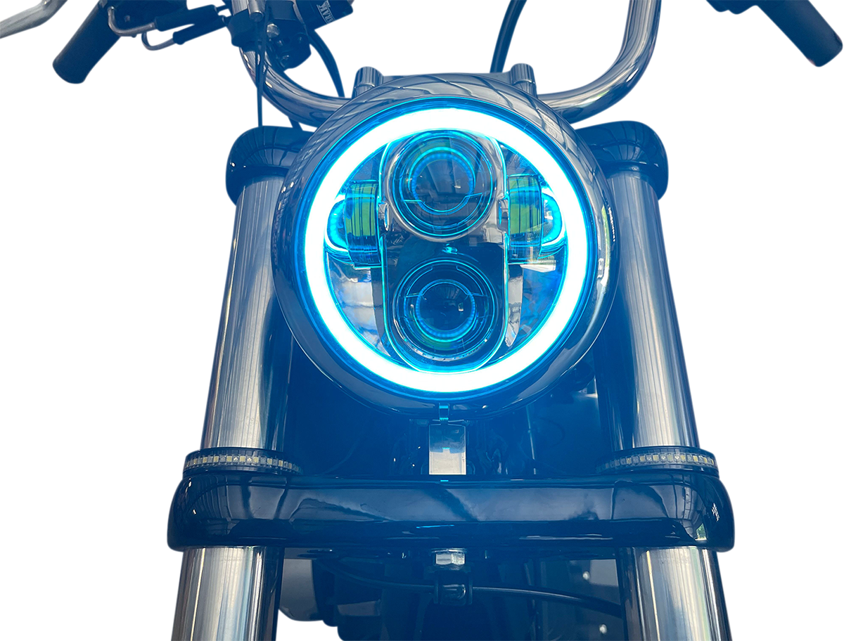 Custom Dynamics ProGLOW LED Chrome Headlamp with Color Halo for 1957-2022 Harley