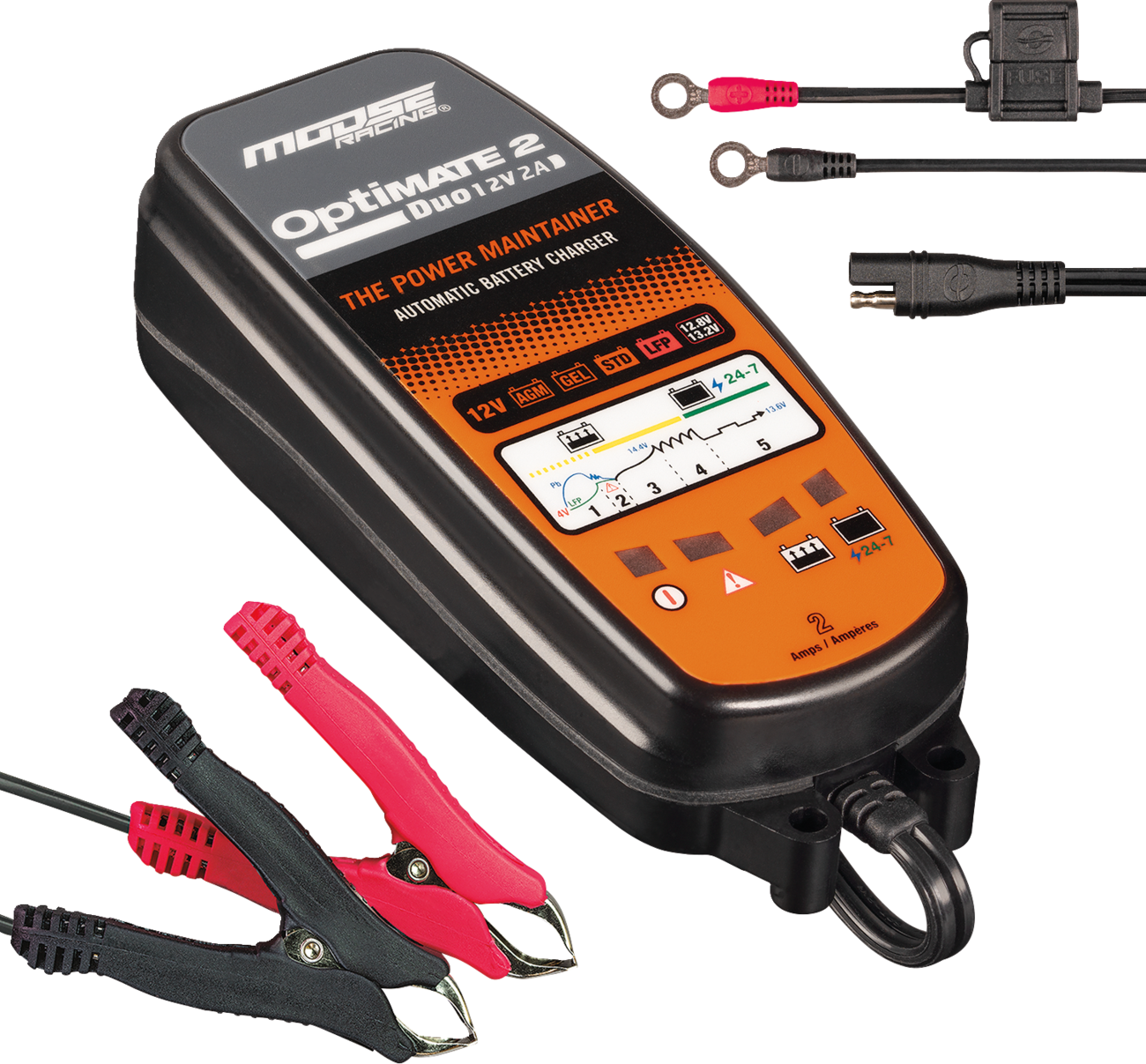 Moose Optimate 2 Duo Battery Charger Tender Maintainer 12V Motorcycle ATV UTV