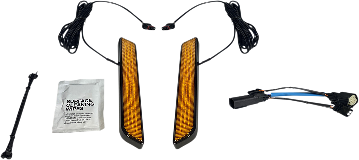 Custom Dynamics Black Amber LED Fork Reflector Lights 2010-13 Harley FLTRX FLHX