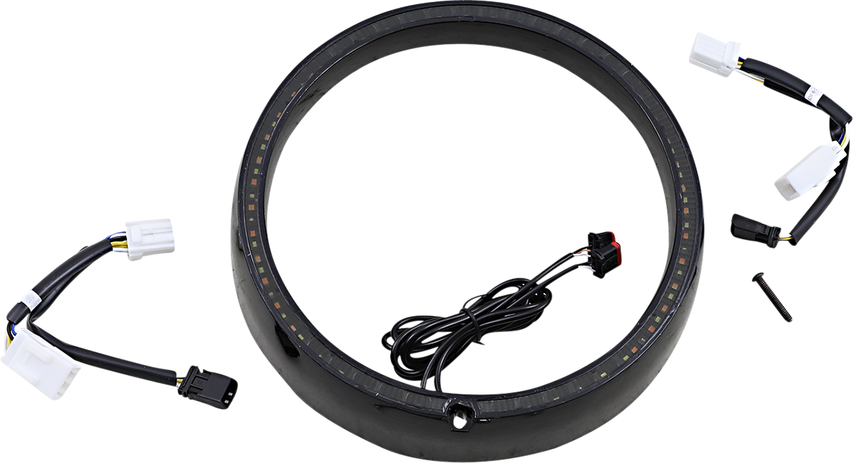 Custom Dynamics Black Sequential LED Headlight Trim 06-13 Harley Touring FLHT
