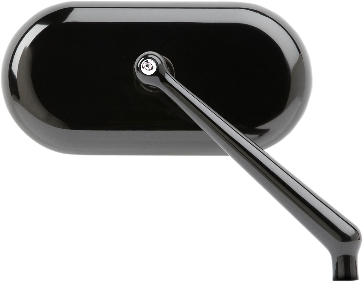 Arlen Ness Gloss Black Single Oval Right Hand Screw in Motorcycle Mirror Harley
