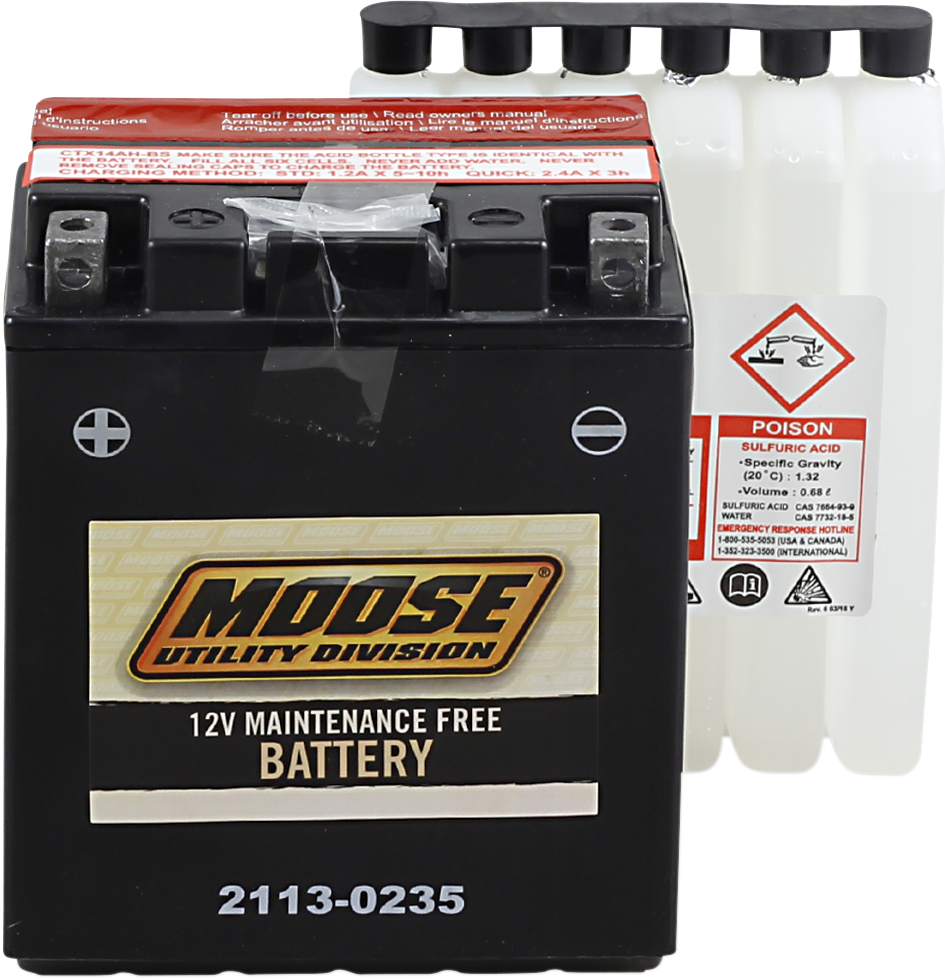 Moose YTX14AH-BS Maintenance Free Battery 1983-2013 Honda Polaris Kawasaki