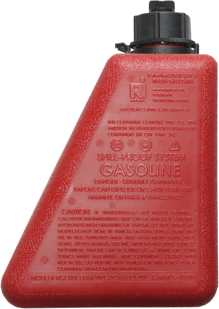 Reda Red Fuel 1 Gallon Spill Proof Gas Can for Harley Davidson Hard Saddlebags