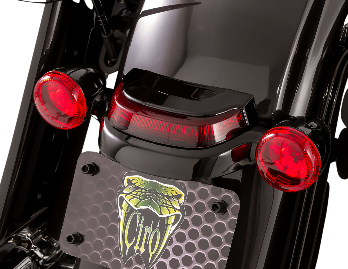 Ciro 40174 Lightstrike Black Red Lens Crown LED Taillight 2014-23 Harley Touring