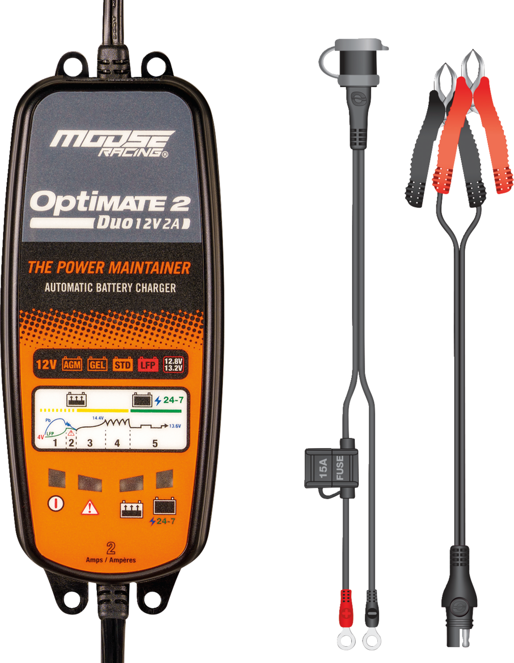 Moose Optimate 2 Duo Battery Charger Tender Maintainer 12V Motorcycle ATV UTV