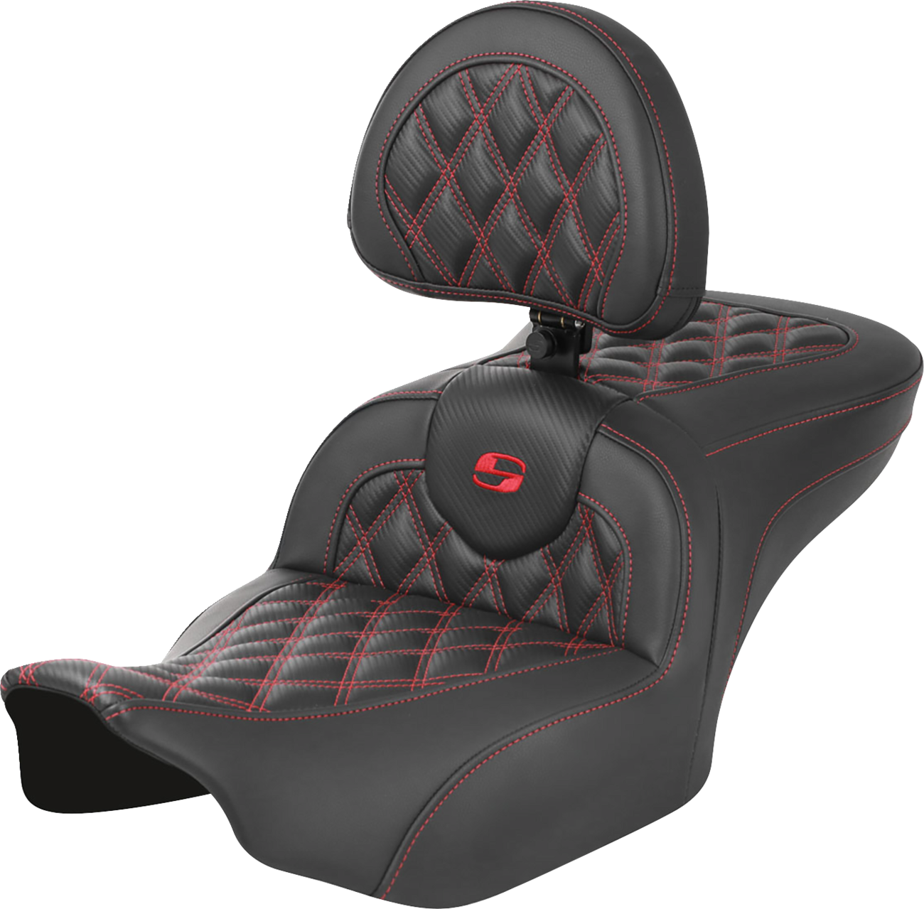 Saddlemen Roadsofa Red Carbon Lattice Gel Seat & Backrest 2023-25 Harley Touring