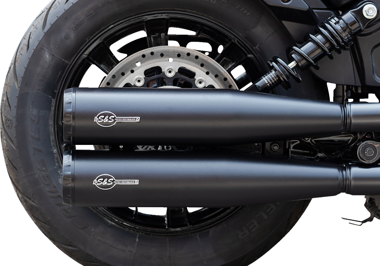 S&S Grand National Black Slip On Mufflers fits 2015-23 Indian Scout Bobber Sixty