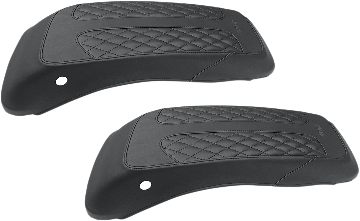 Mustang Black Diamond Pair Saddlebag Lid Covers 2014-2021 Harley Tri Glide Ultra