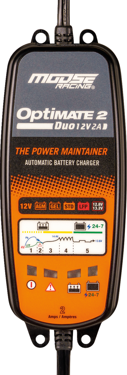 Moose Optimate 2 Duo Battery Charger Tender Maintainer 12V Motorcycle ATV UTV