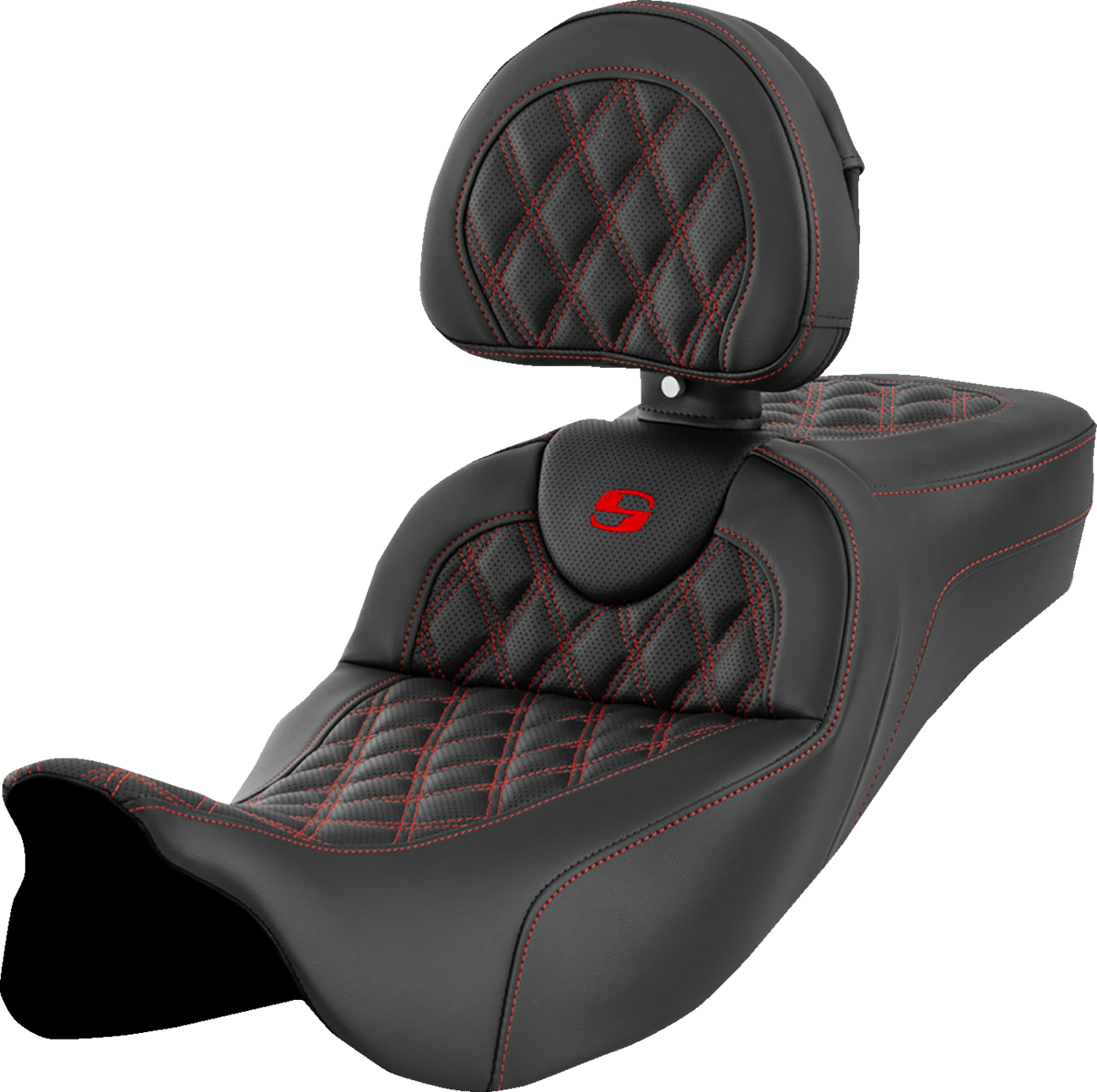Saddlemen Roadsofa Red Lattice Extended Seat & Backrest for 08-24 Harley Touring