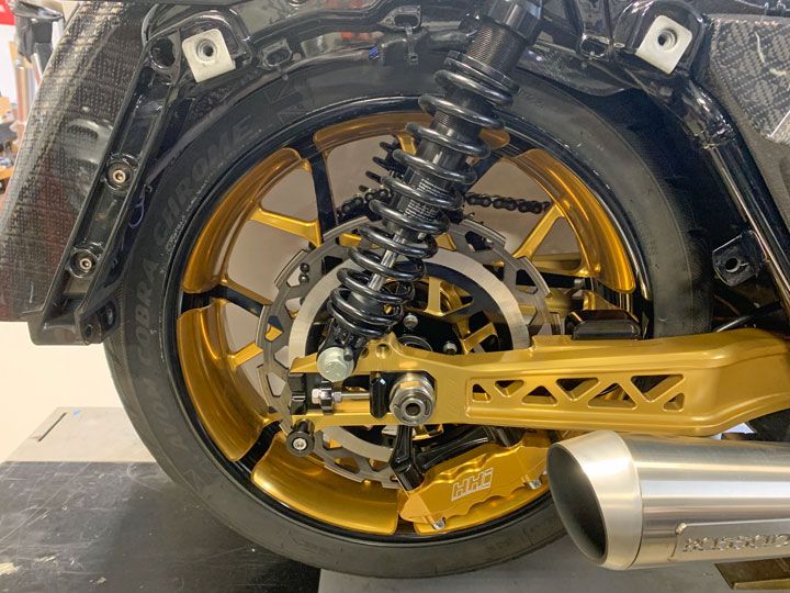 HHI Hawg Halters Dominator Gold Billet Swingarm fits 2009-2024 Harley Touring