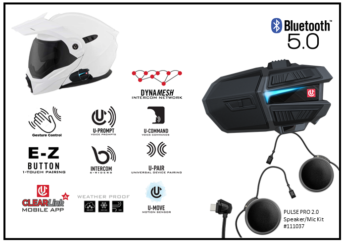Uclear Motion 6 Single Bluetooth Motorcycle Fullface Helmet Communicator