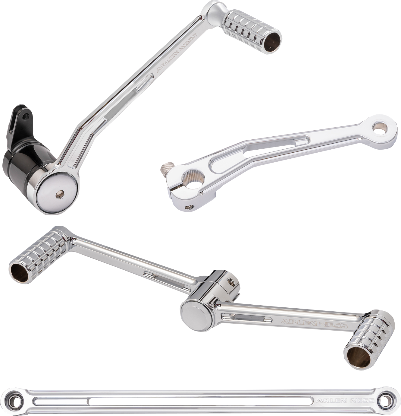 Arlen Ness Chrome SpeedLiner Heel-Toe Foot Control Kit for 99-24 Harley Touring