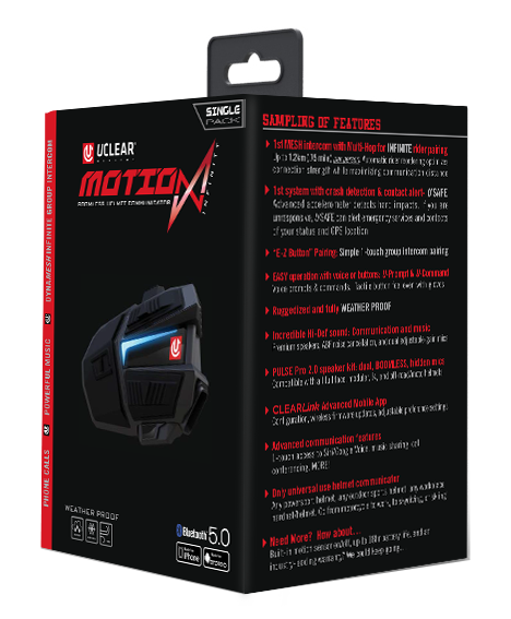 Uclear Motion Infinity Single Bluetooth Motorcycle Fullface Helmet Communicator