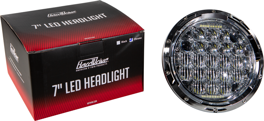 Harddrive 7" Chrome 90W Universal LED Motorcycle Headlight for Harley Davidson