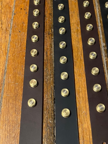 JT's Bad Ass Leather 1.25" Dog Collar Once Fired Military Brass