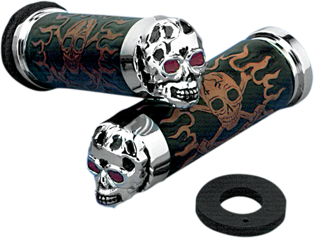 Drag Specialties Skull Hand Grips fits 1980-2022 Harley Touring Dyna Softail XL