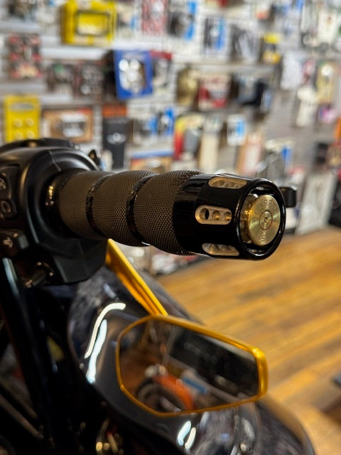 JT's Cycles Genuine .50 Cal Bullet TBW Hand Grips for 2008-2023 Haley Davidson