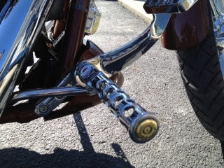 JT's Cycles .50 Caliber BMG Bullets In Chrome Footpegs fits Harley Sportster FXD
