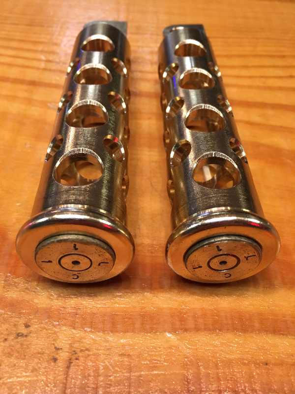 JT's Cycles .50 Caliber BMG Bullets In Brass Footpegs for Harley Sportster FXD XL