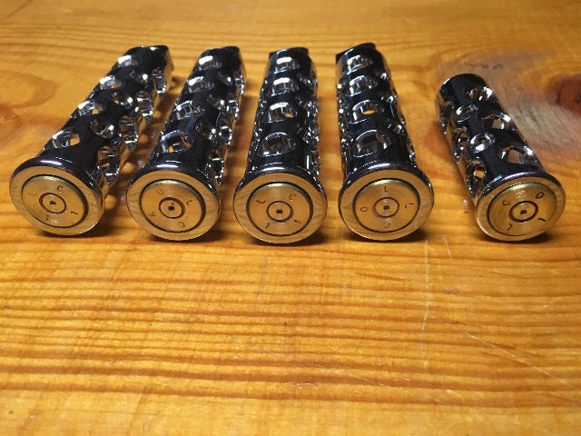 JT's Cycles Genuine .50 Caliber BMG Bullets Chrome Footpegs Kit for Harley