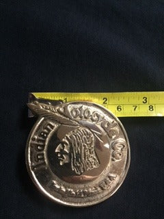 Vintage Brass Belt Buckle Rep Indian Motorcycle Co. Springfield Mass