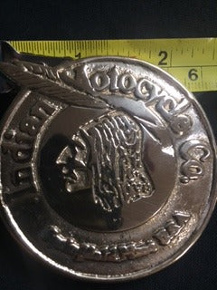 Vintage Brass Belt Buckle Rep Indian Motorcycle Co. Springfield Mass