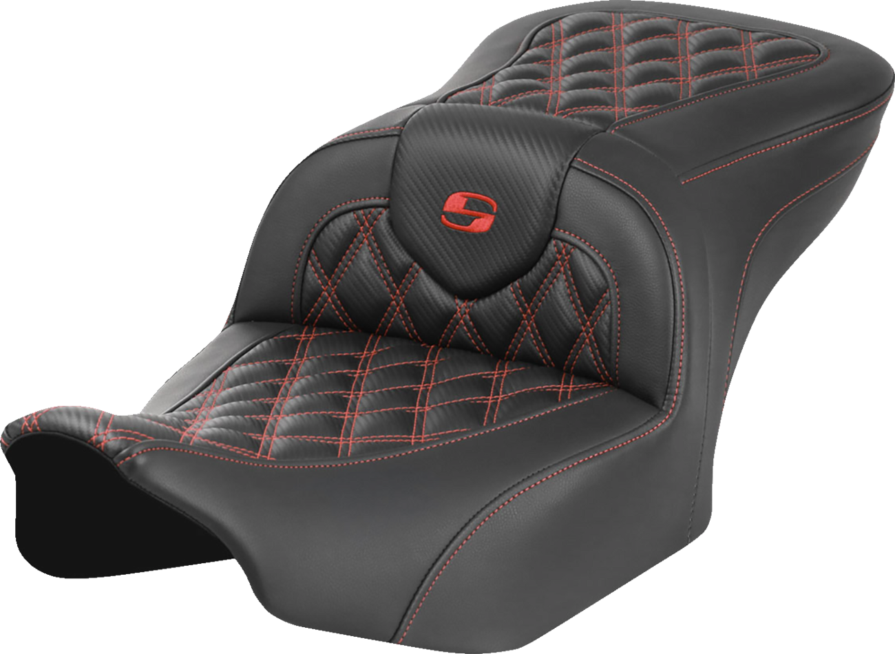Saddlemen Roadsofa Carbon Fiber Red Lattice Gel Seat 2023-2025 Harley Touring