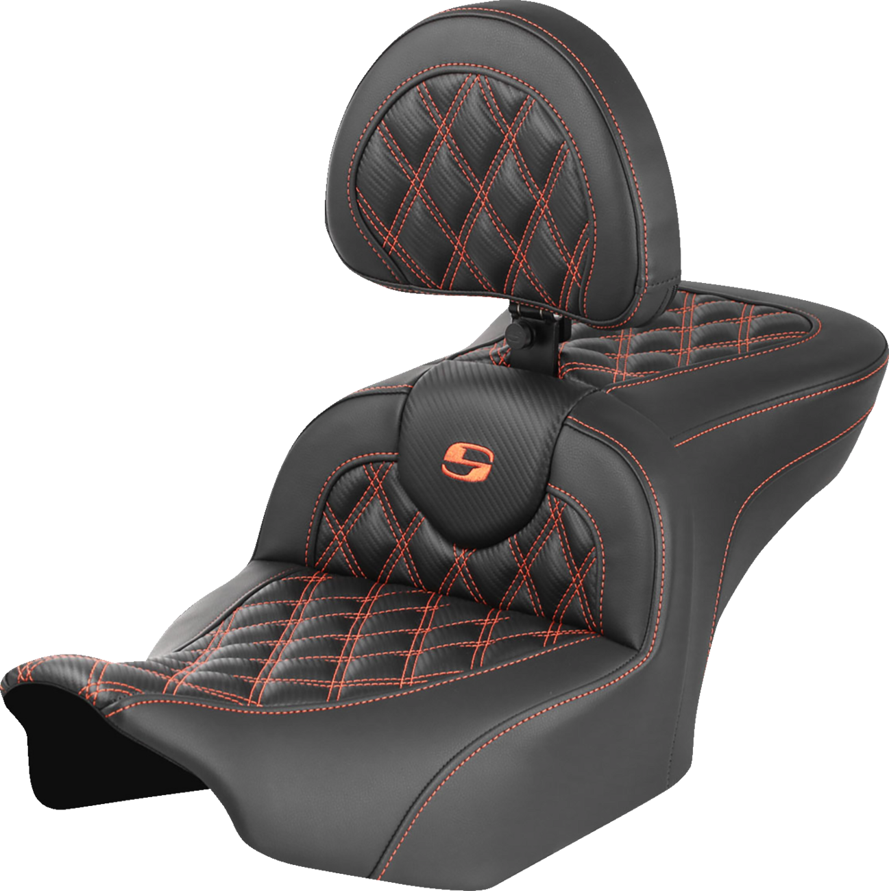Saddlemen Roadsofa Orange Carbon Lattice Gel Seat Backrest 23-25 Harley Touring