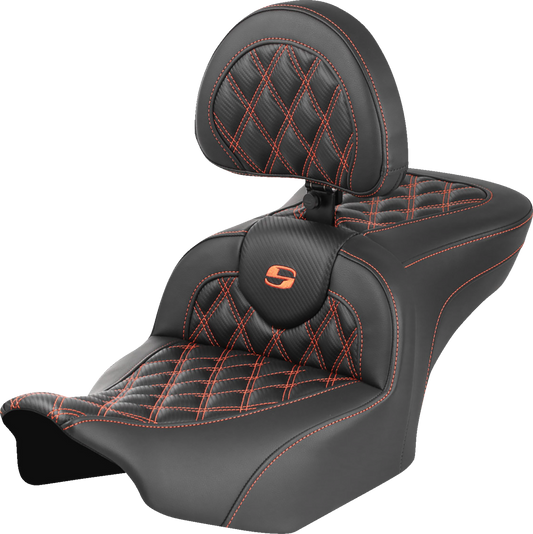 Saddlemen Roadsofa Orange Carbon Lattice Gel Seat Backrest 23-25 Harley Touring