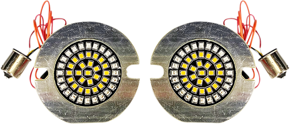 Custom Dynamics 1156 Red Amber LED Rear Flat Turn Signal Inserts for Harley