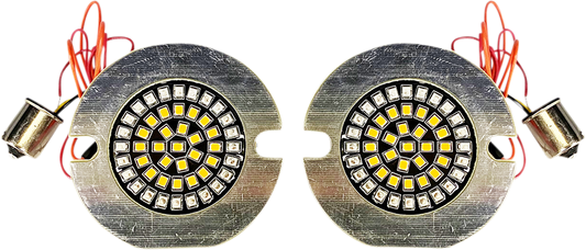 Custom Dynamics 1156 Red Amber LED Rear Flat Turn Signal Inserts for Harley