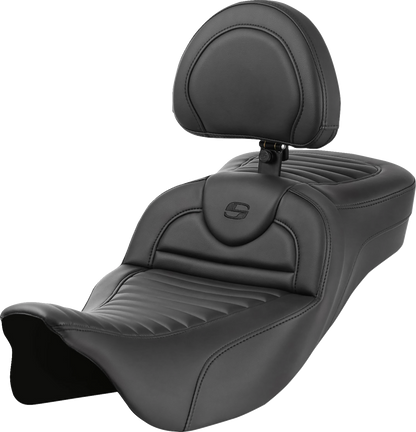 Saddlemen Roadsofa Tuck n Roll Extended Gel Seat & Backrest 08-25 Harley Touring