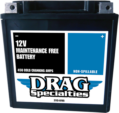 Drag Specialties Maintenance Free AGM Battery 1999-2023 Harley Touring FLHR FLTR